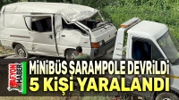 Afyon’da minibüs şarampole devrildi, 5 kişi yaralandı