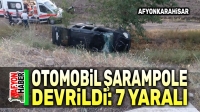 Afyon’da otomobil şarampole devrildi, 7 kişi yaralandı