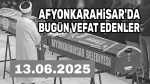 Afyonkarahisar Belediyesi bugün vefat edenler