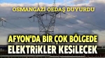 OEDAŞ Afyonkarahisar Planlı Elektrik Kesintileri