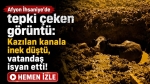 Afyon İhsaniye’de tepki çeken görüntü: Kazılan kanala inek düştü, vatandaş isyan etti!